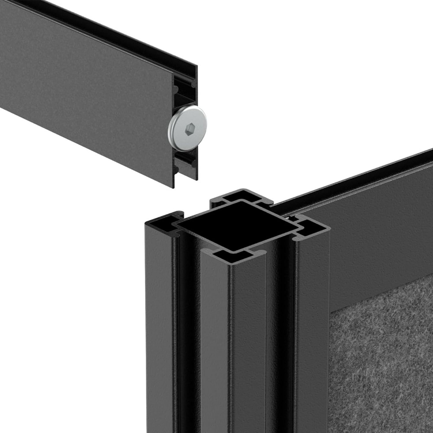 FSE 373-MW-5348-XWCGB Modular Wall Divider System, Office Partition & Whiteboard Divider, PET & Frosted Panels, 53" x 48", Starter Wall, Black Frame