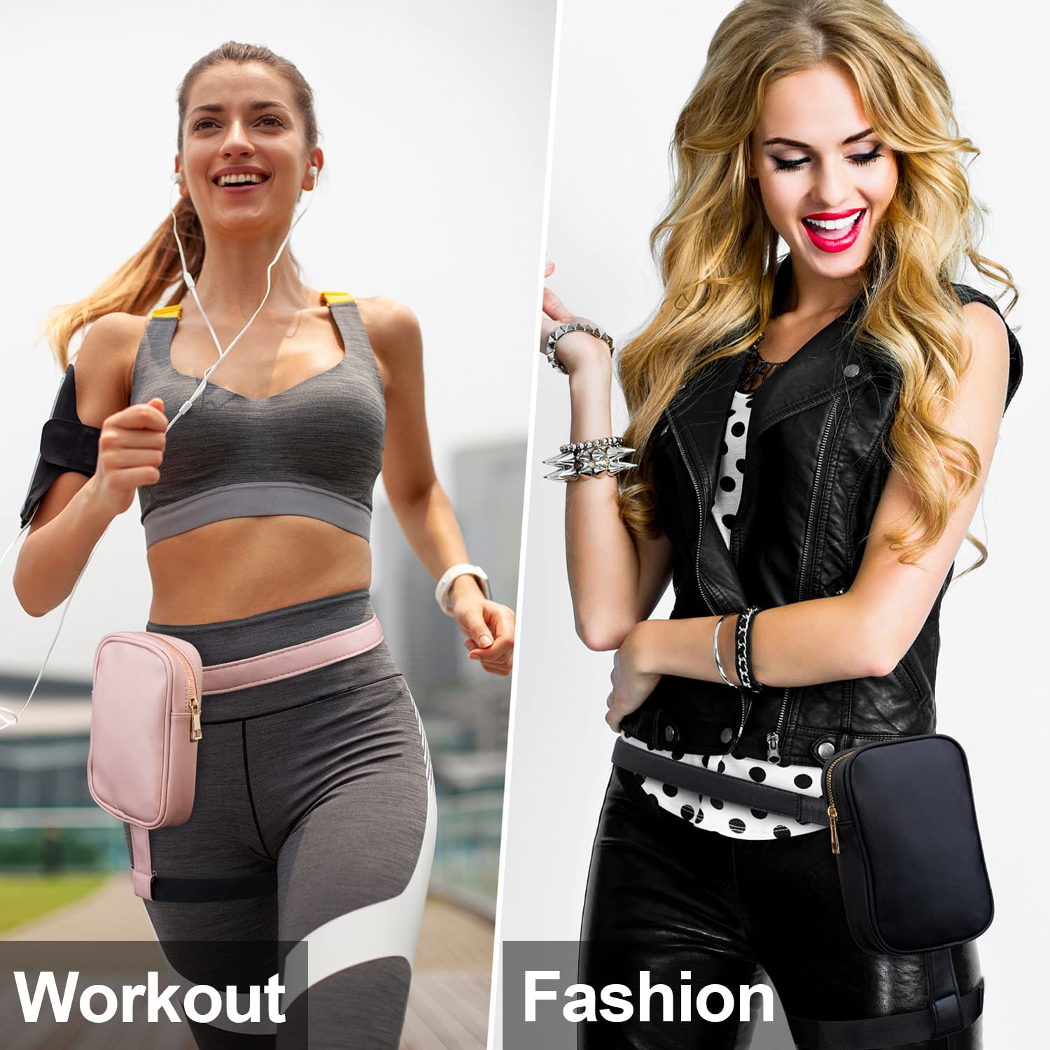 Peicees Womens Drop Leg Bag with Leg Strap Leather Thigh Bag for Motorcycle Costume Accessories Fashion Fanny Bag Belt Pouch: Black