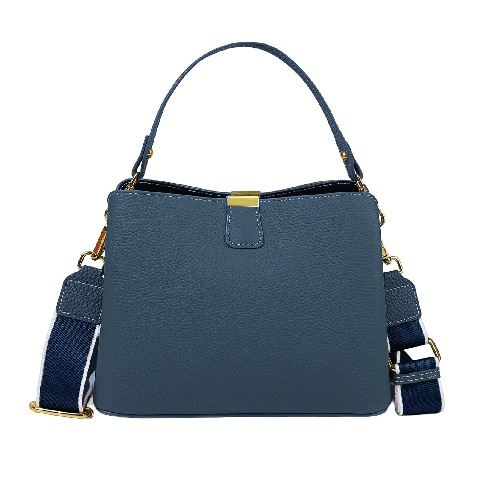 imeetu Crossbody Bags for Women Genuine Leather Shoulder Bag with Zipper Medium Size(Blue)