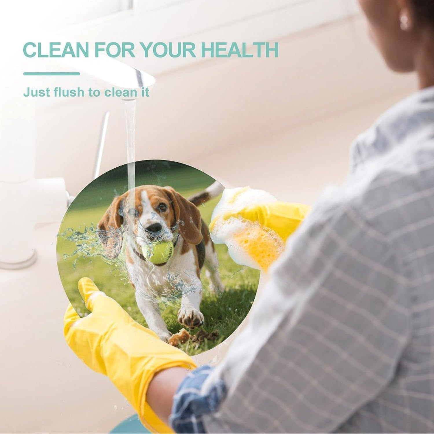 Play Hungry Beagle Dog Tempered Glass Cutting Board Sturdy Chopping Block Personalized Large Butcher Block Lightweight Round Chopping Mat for Kitchen Non Slip