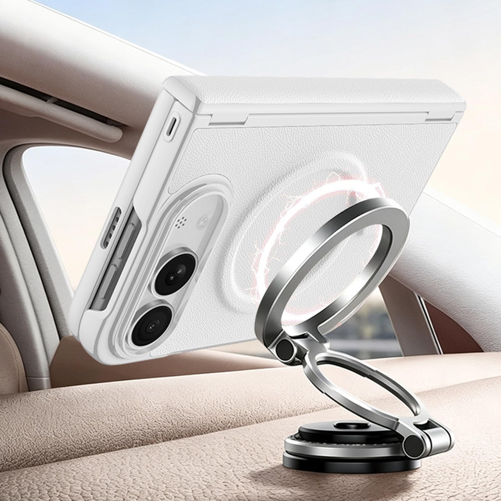 Étui Magnétique Pour IPhone Duo, Verre Trempé Cuir, Anti-Traces Sans Fil