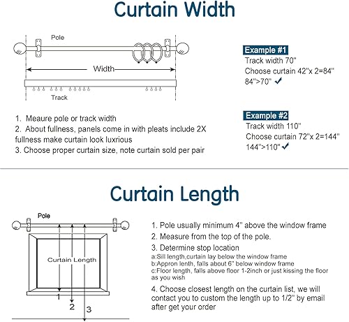 Miniatura 7 de LETAU Cortinas opacas con forro plisado de 96 pulgadas de largo, cortinas térmicas con peso de terciopelo de lujo, 42 pulgadas de ancho x 96
