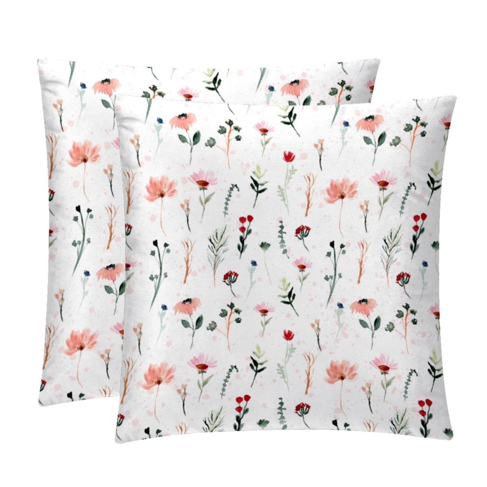 TDGKPZ Flowers Throw Pillow Cases 2 Pack Pillowcases Zipper Cushion Covers For Bedroom Living Room 40x40cm