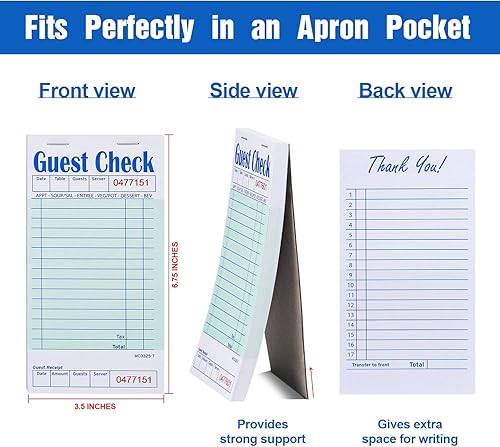 Miniatura 23 de Methdic Bloc de notas para servidor de cheques de invitados Bloc de notas para camarera de 500 pedidos para restaurantes (10 libros)