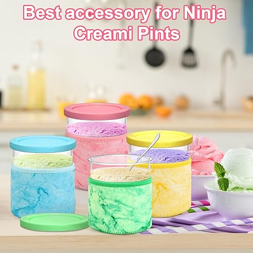 Miniatura 6 de Juome Funda de neopreno para pintas Ninja Creami Deluxe, paquete de 4 fundas aisladas reutilizables compatibles con máquinas de helados de lujo de