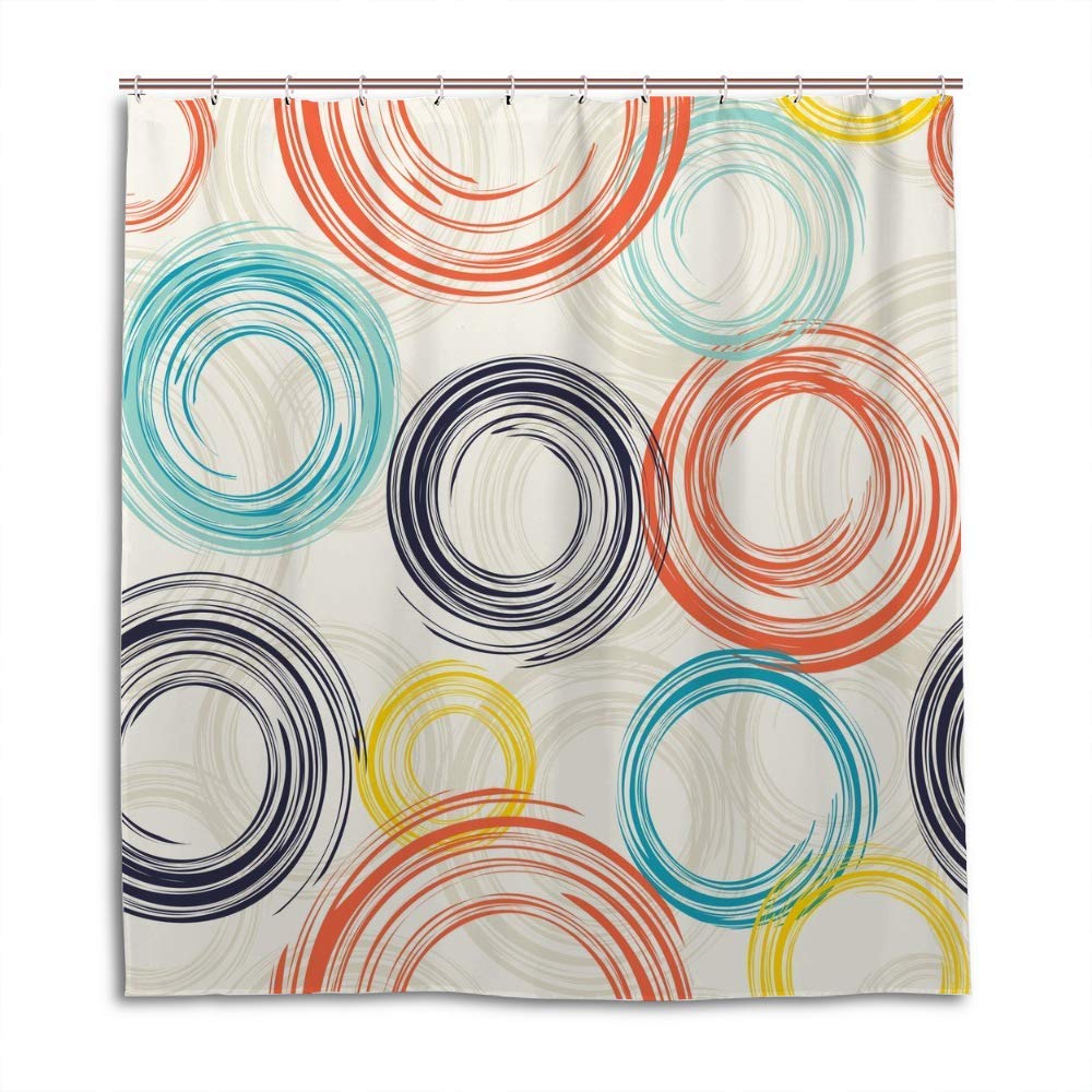 Rideaux de douche colorés 167x182 cm en tissu lavable pour décoration salle de bain