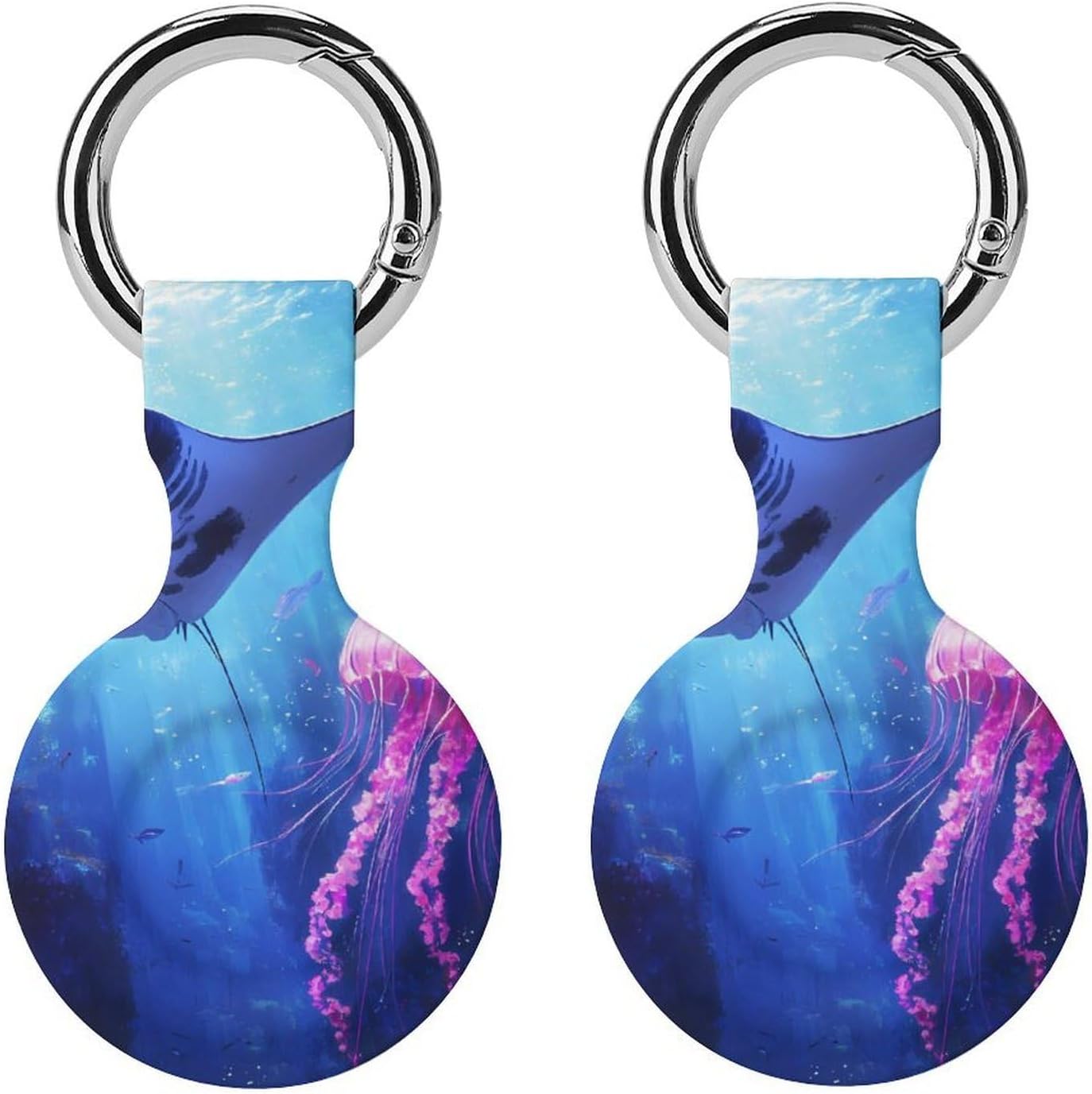 Manta Ray Jellyfish Funny Cover Compatible with AirTag Case Protector GPS Tracker Holder with Keychain