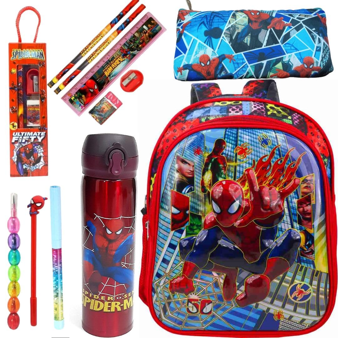 See full amazon price history chart for Prezzie Villa 11 pcs Spider-Man Backpack Set for Boys, Superheroes School Supplies Kit with Avengers Pencil Pouch, Eraser, Sharpener, Ruler, Pens, Water Bottle for Birthday Return Gift Prezzie Villa 11 pcs Spider-Man Backpack Set for Boys, Superheroes School Supplies Kit with Avengers Pencil Pouch, Eraser, Sharpener, Ruler, Pens, Water Bottle for Birthday Return Gift (B0D5ZBXZTL) Amazon Price History, Amazon Price Tracker