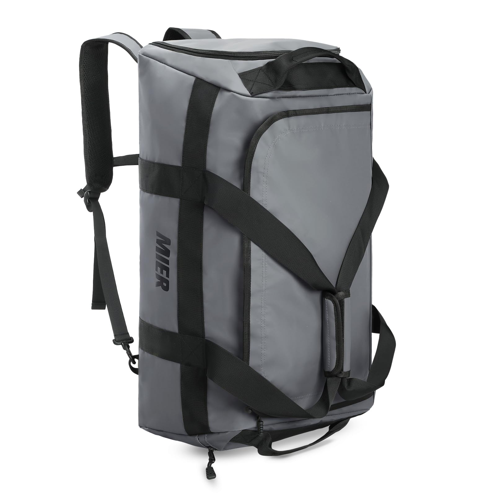 MIER Gym Bag for Men Large Duffel Backpack with Shoe Compartment, 60L Convertible Duffle Bags Weekender Overnight Bag for Gym Sports Travel, Gray