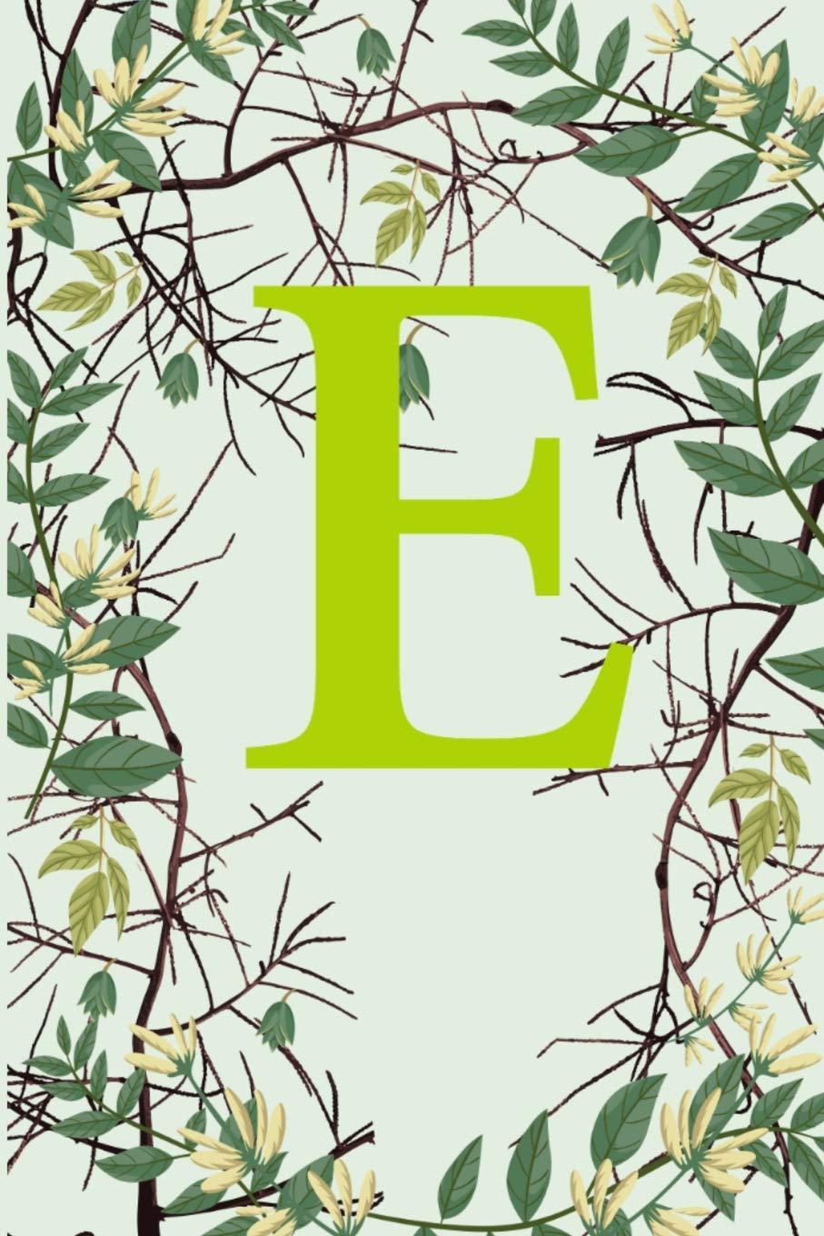 E: Letter E Monogram Initials Green Tree Branches Nature Notebook & Journal