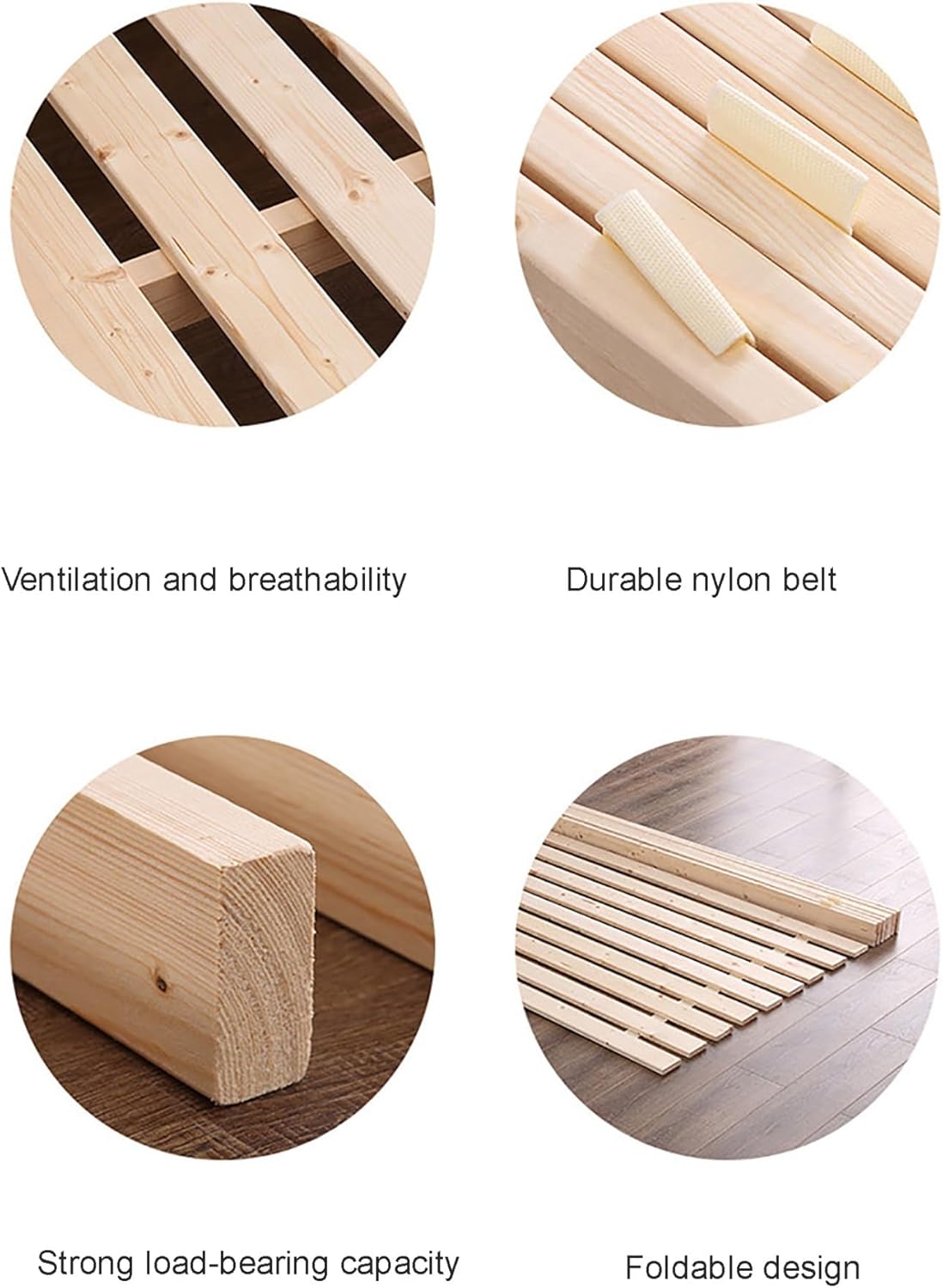 Folding Tatami Mattress Support Board, Wooden Bed Frame Bunkie Board for Lumbar Spine Protection, Twin Size (W135xL200cm/53.2x78.7in)