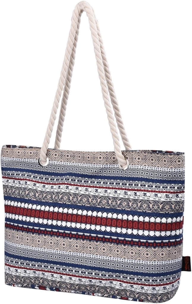 Casual Beach Bags Canvas Shopping Tote Bags Handbags for Women Multicolored Elephant G00252