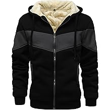 Men's Winter Fleece Thermal Jackets for Men Sherpa Lined Hoodies Warm Thick Jacket Outerwear