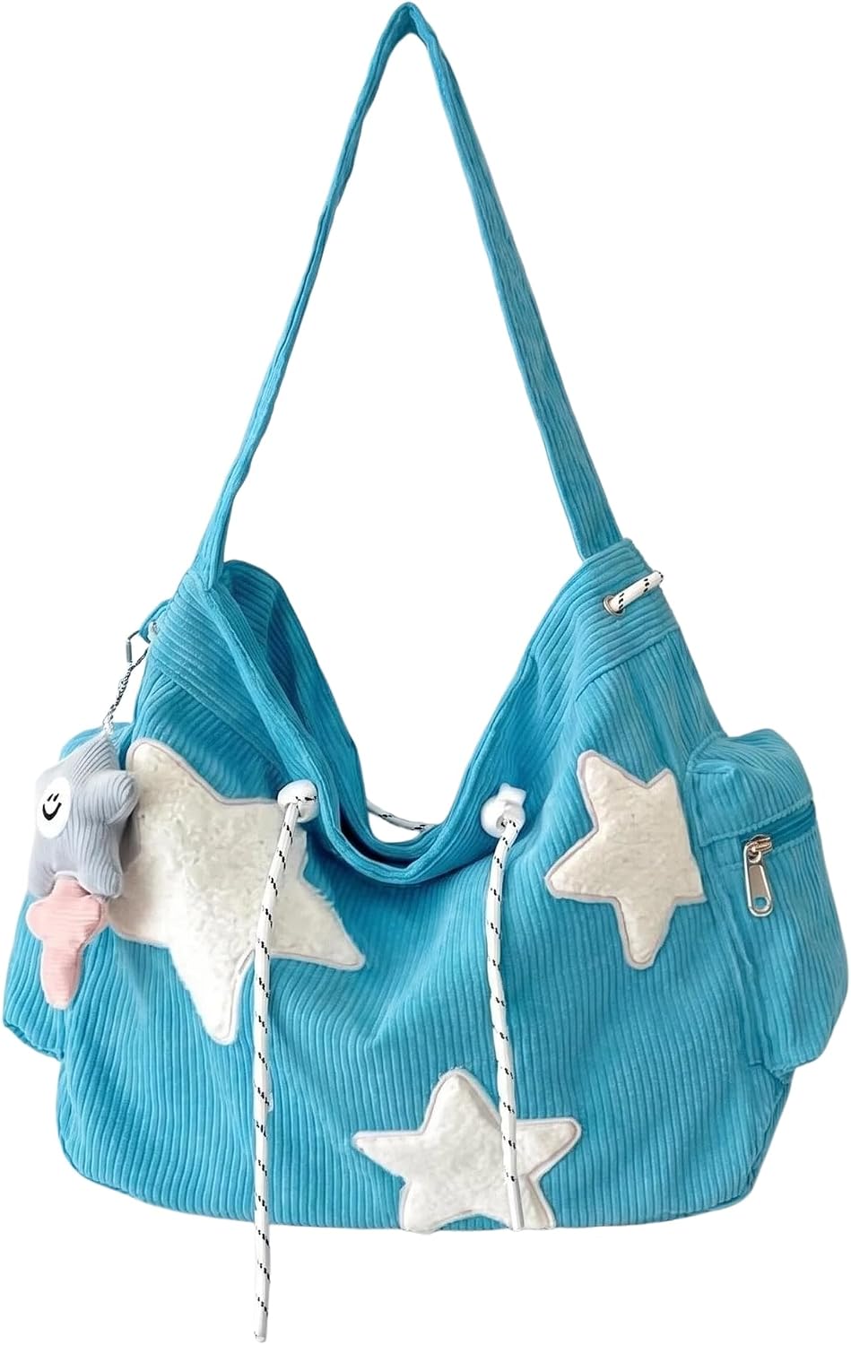 Star Crossbody Bag for Women, Corduroy Y2K Aesthetic Hobo Shoulder Bag, Cute Messenger Tote Handbag