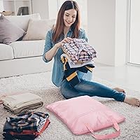Vista 6 de 2 bolsas de lavandería de viaje impermeables con asa, bolsa de ropa sucia para viajes, cesta de lavandería colgante con dos bolsillos