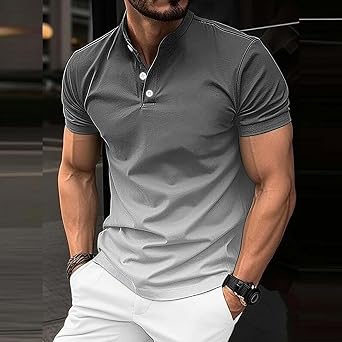 Men's Polo Shirts 2024 Soft Loose Outdoor Sports Lapel Solid Color Camouflage Printing Raglan Sleeve Top Short