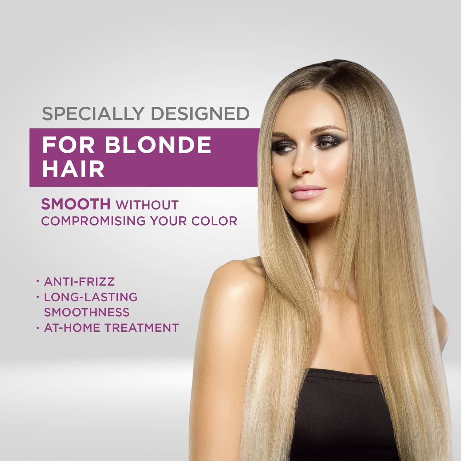 KATIVA Brazilian Keratin Hair Straightening Treatment Blonde, 12 Weeks Smooth Hair at Home, Anti Frizz Smoothing System for Light & Blonde Hair, Formaldehyde Free