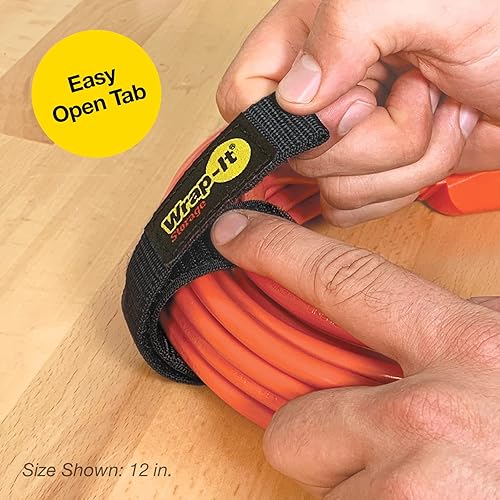 Miniatura 5 de Quick-Straps by Wrap-It Storage - Surtido de 12 unidades (negro) - Organizadores de cables y manguera de gancho y bucle