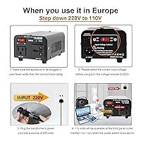 Vista 5 de Yinleader Convertidor de voltaje de 500 W, transformador de 110/120 V a 220/240 V, convertidor de paso de voltaje de 110 V a 220 V, 220 V a 110 V