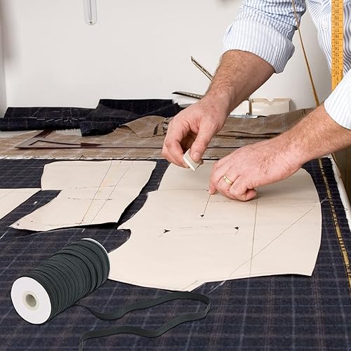 Miniatura 17 de Banda elástica plana para costura, 1/4 de pulgada, 50 yardas de alta elasticidad, cuerda elástica blanca, carrete elástico de punto para coser Blanco