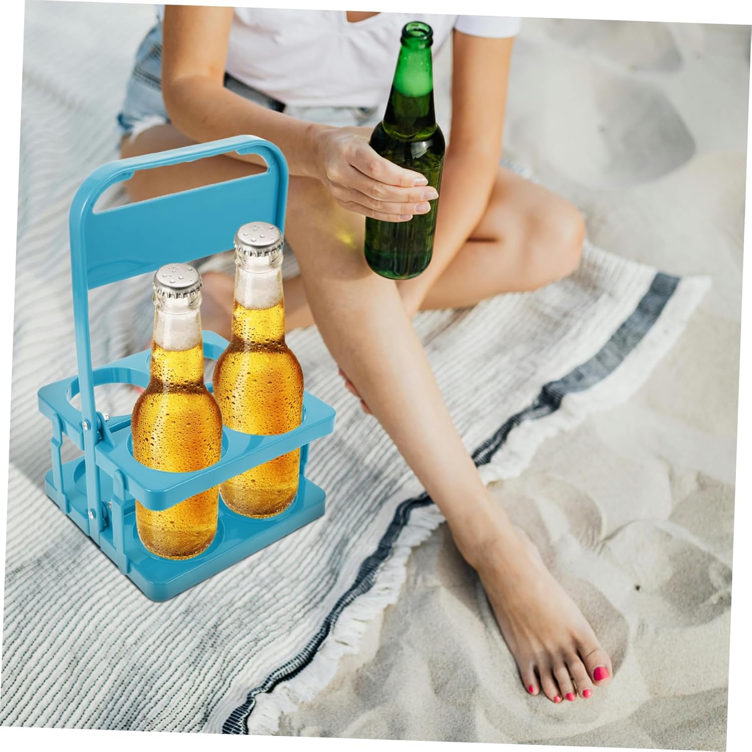 Cabilock 4pcs Space-Saving Beer Wine Bottle Holder Portable Drink Carrier Bottle Rack