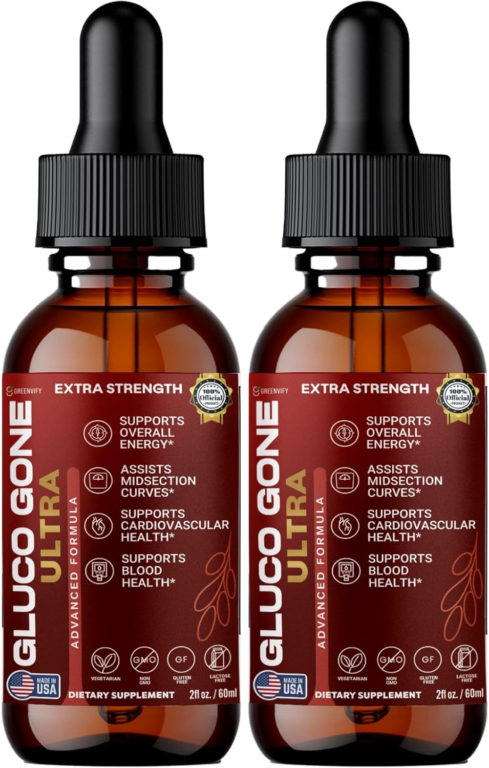 Gluco Gone Ultra Liquid Drops, Cinnamon & Turmeric Extract, 2 fl oz, 30 Servings (2)