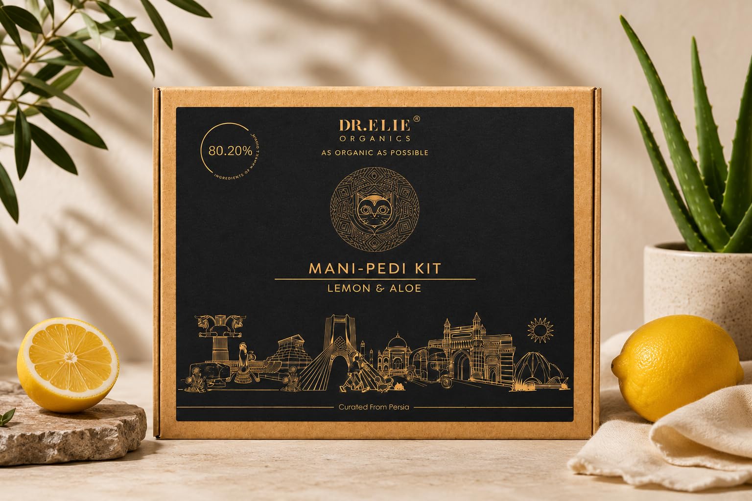 Dr Elie Organics Organic Manicure & Pedicure Kit | 6-Step Spa Treatment for Hands & Feet | Lemon & Aloe Vera | Deep Cleansing, Exfoliation & Hydration | Vegan, Cruelty-Free | Made in India 4