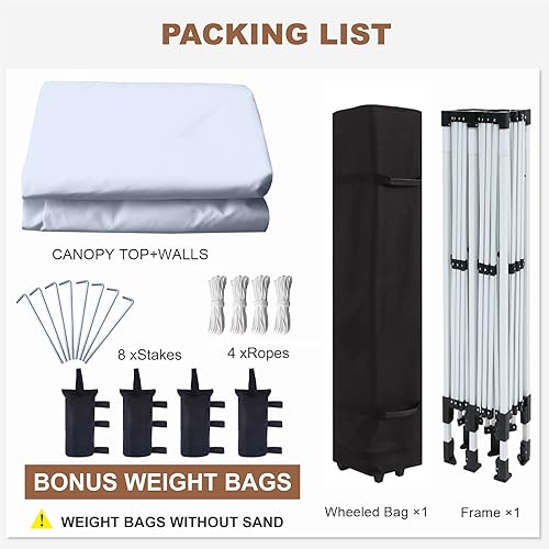 Miniatura 6 de MASTERCANOPY Tienda de campaña desplegable de 10 x 10 pies con paredes laterales de ventana de iglesia (10 x 20 pies, blanco)