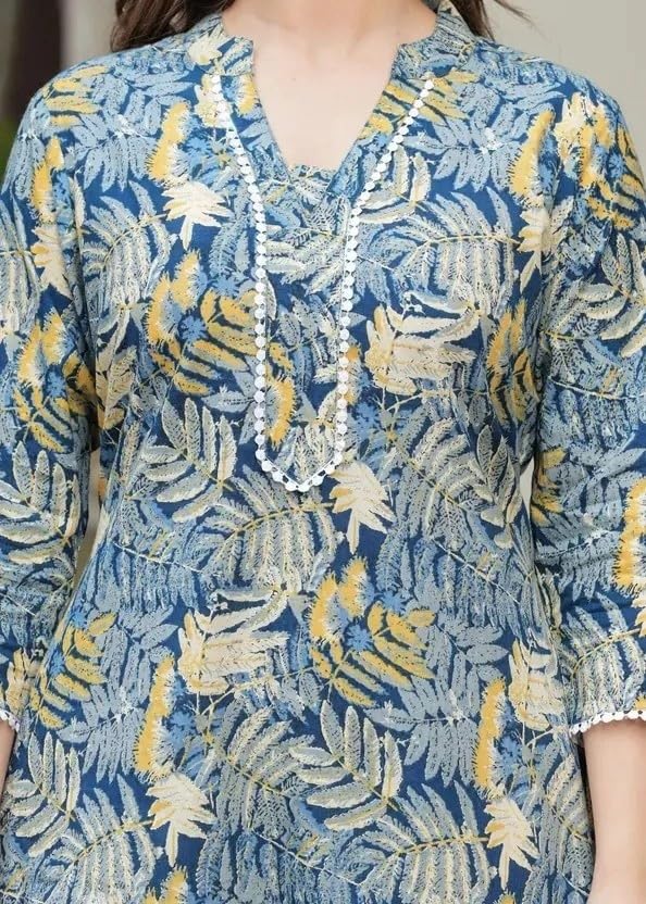 Image of Women's Short Kurti in TopsTunic Rayon Cotton Blend | Ladies Ethnic Tunic