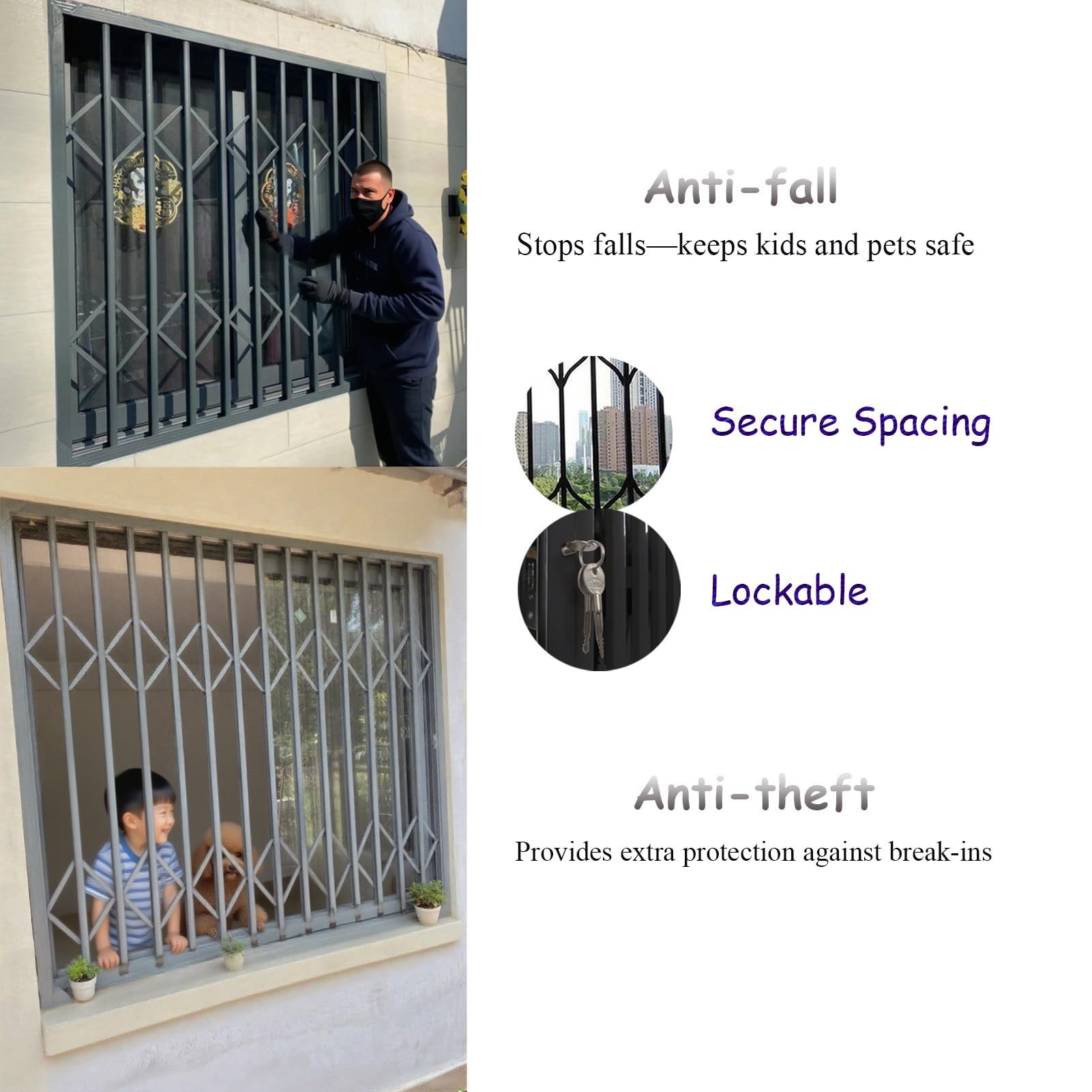 Barras de seguridad para puertas correderas y ventanas, solución de prevención de robo para sótano, loft y cobertizo