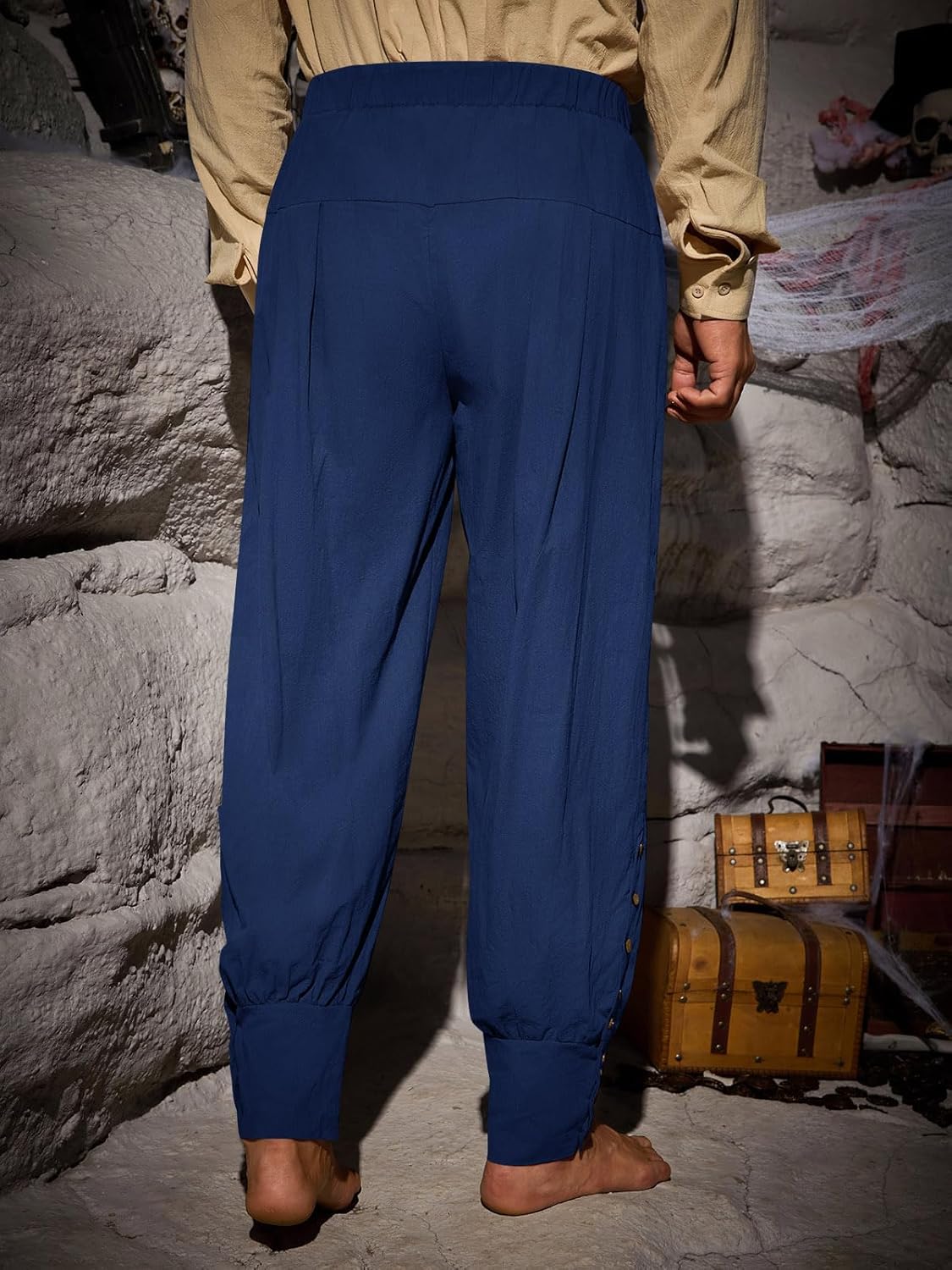 Runcati Mens Medieval Pirate Pants Renaissance Viking Ankle Ren Faire Pants Colonial Gothic Halloween Costume Trousers - Image 3