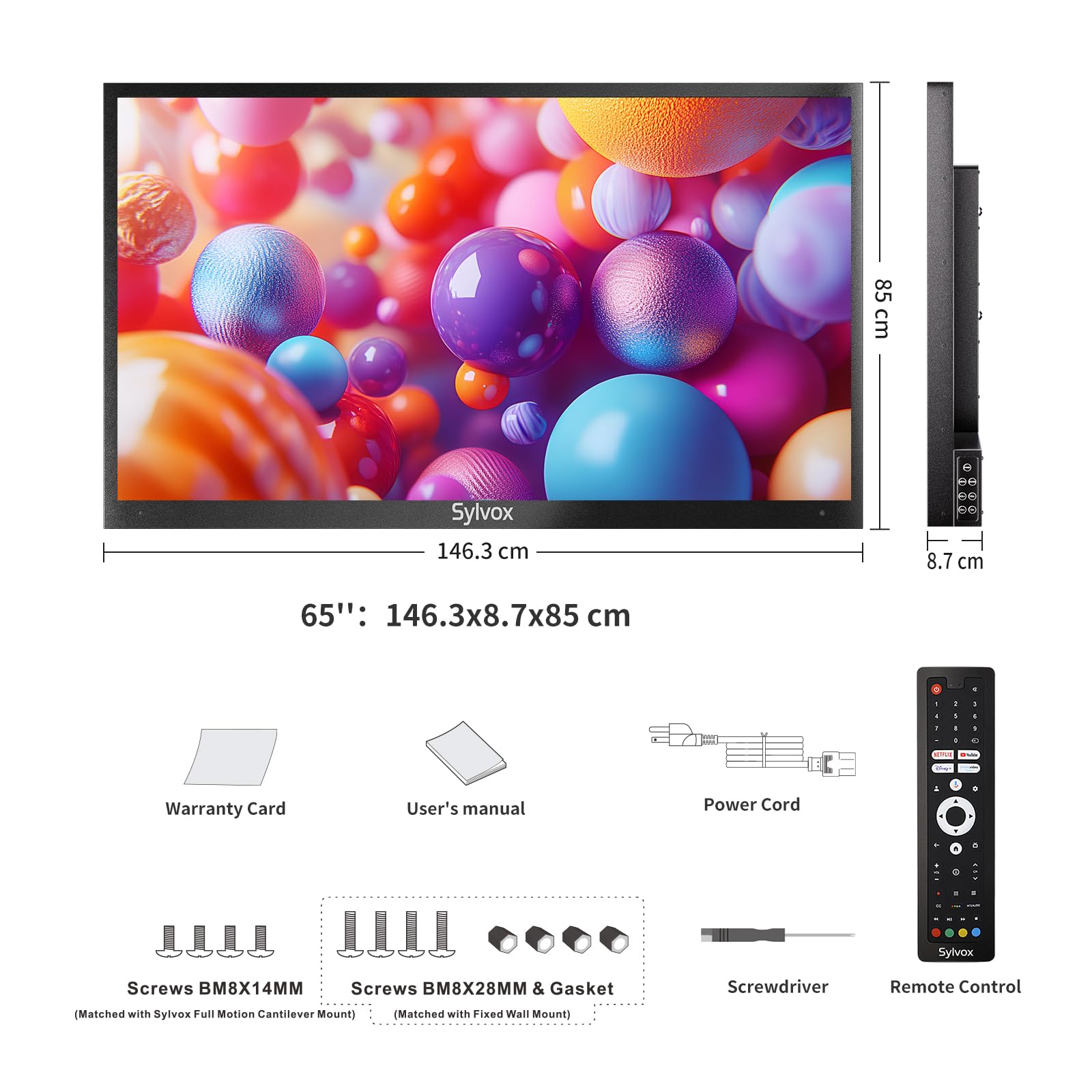 SYLVOX 65" Televisor de Exterior, 2000Nits Legible a la luz del Sol, 4K UHD Google TV, Dolby Atmos, DVB-T2/S2/C HEVC, IP55 Resistente Outdoor TV al Agua para Jardín, Terraza & Piscina (Pool Pro 2.0)