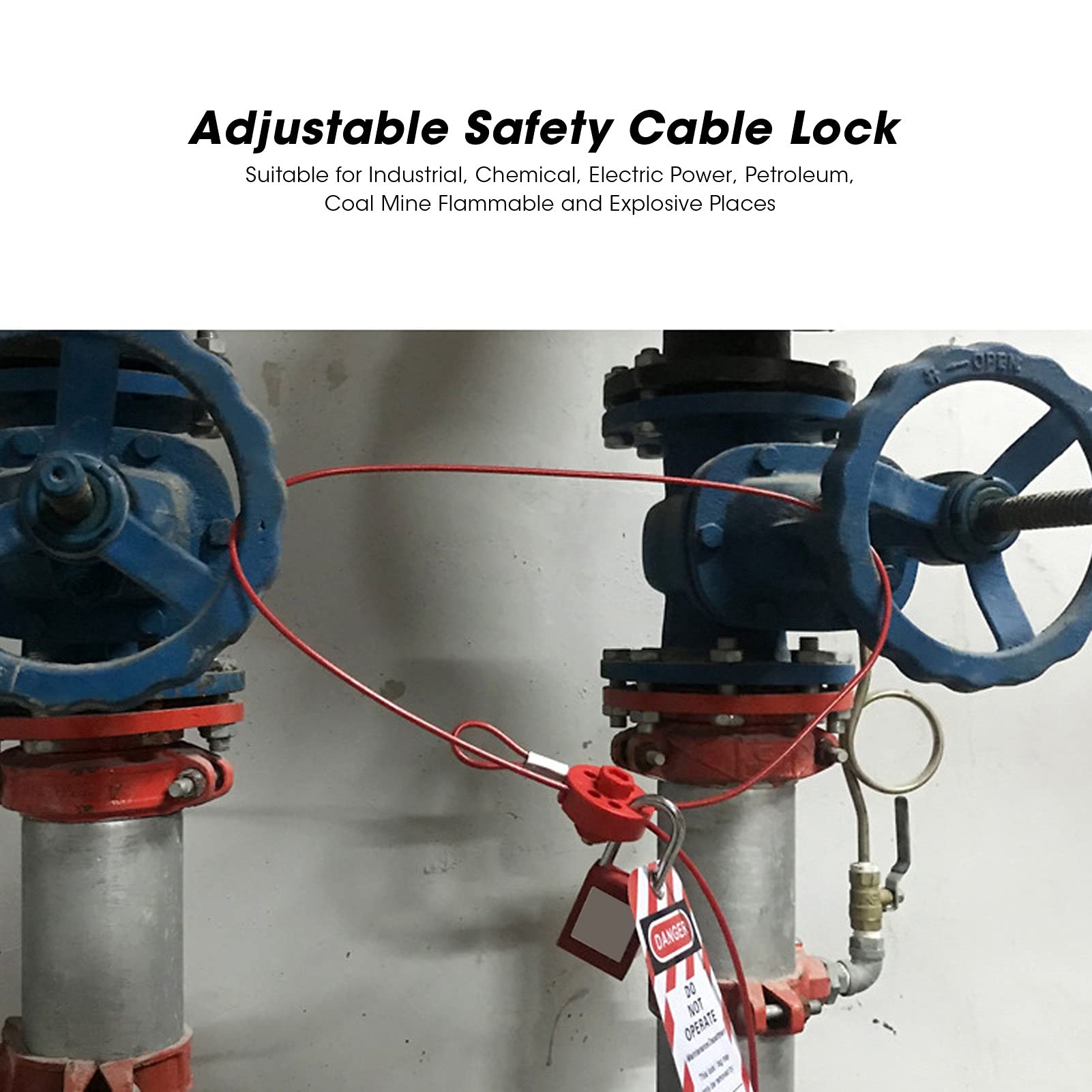 Adjustable Cable Lockout, Sturdy 8 Holes Adjustable Safety Cable Lock for Worker for Chemical Industry for Electricity