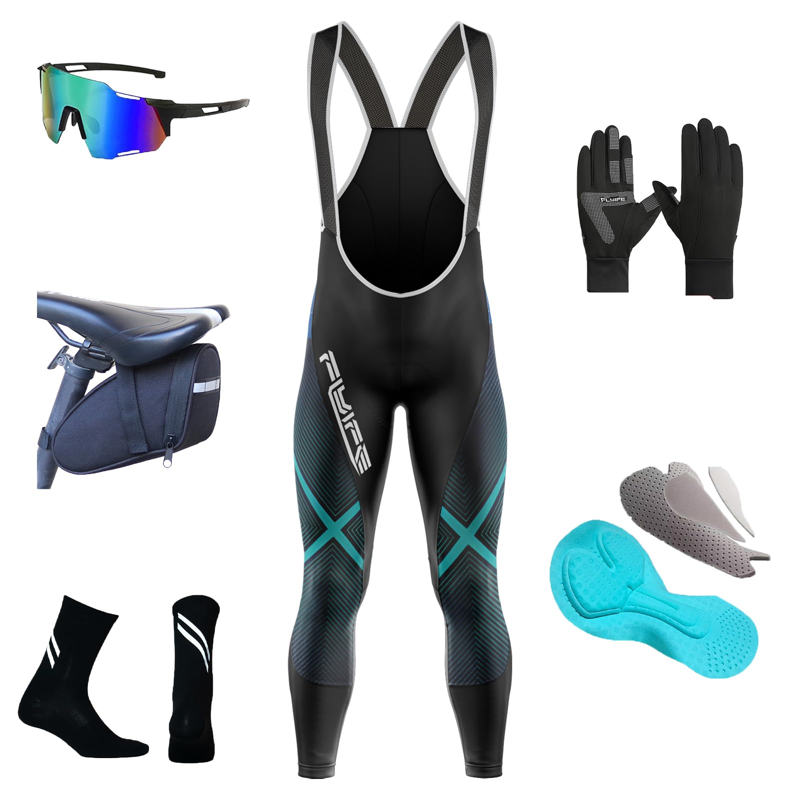 Cycling Bib Pants Men, Salopette Pantaloni da Ciclismo Traspirante Uomo, Fondello Imbottito 8D in Camoscio, Quick Dry, da Uomo