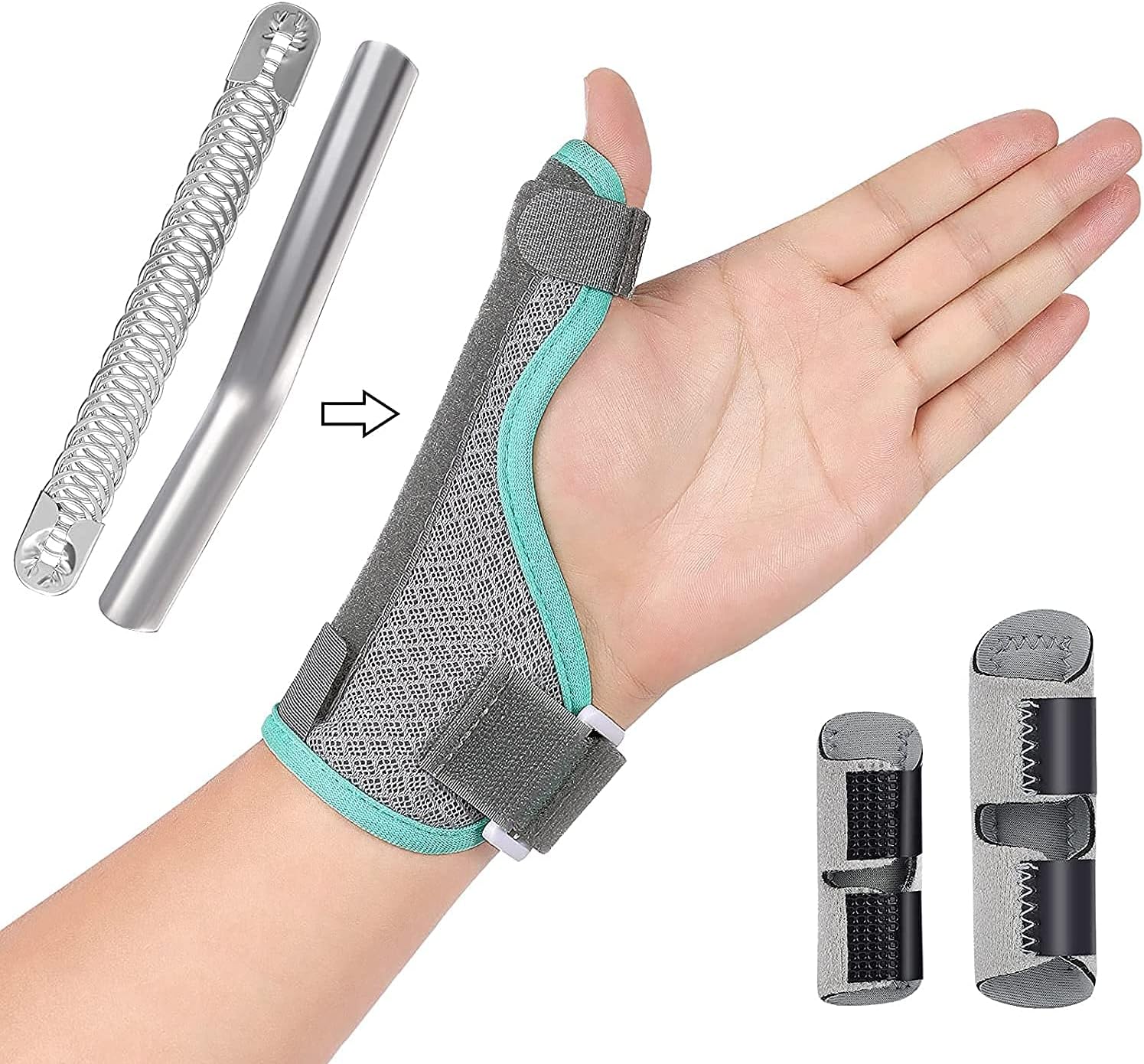 Thumb Support Brace with 2 Pieces Finger Splint Thumb Splint and Wrist Stabilizer Splint for BlackBerry Thumb Trigger Finger Arthritis, Tendonitis, Sprained and Carpal Tunnel Supporting