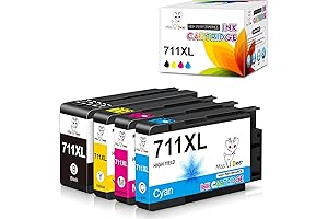 4-Pack HP 711XL Black Compatible Ink Cartridges: Crisp, High-Resolution Prints for HP Designjet Printers