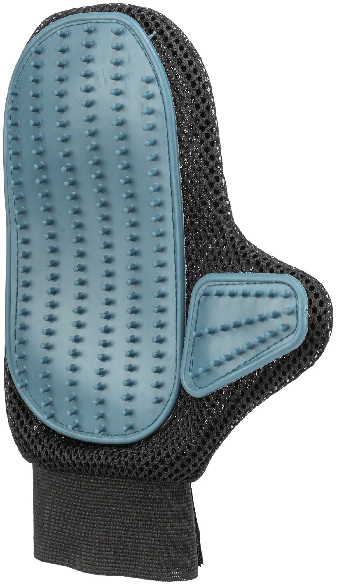 TRIXIE coat care glove - for shorthair and rough coat - removes loose hair, massages the animal and brings shine to the coat - also for sensitive animals - black/blue - 18 x 24 cm - 23391