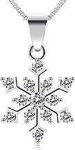 B.Catcher Snowflake Necklace, Sterling Silver Necklace with 5A Cubic Zirconia, Snowflake Pendant 21mm*15mm, Delicate and Shiny, for Wife, Mom, Girlfriend, Daughter or Friend