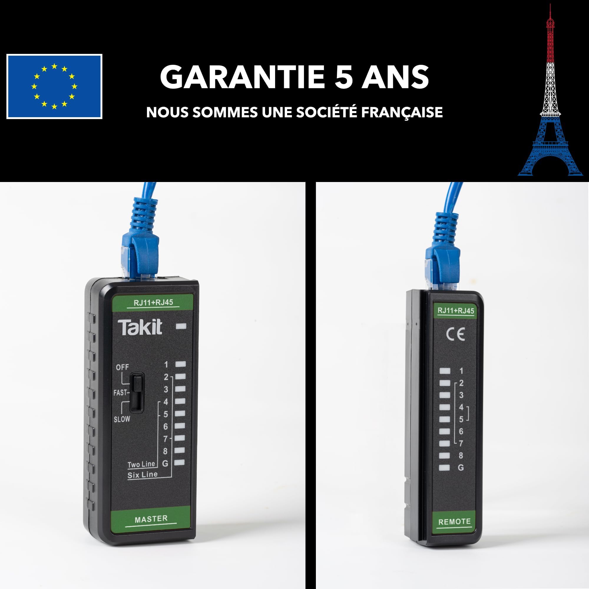 Testeur De Câbles Réseau RJ45 – Pour Câbles CAT6/CAT7/CAT8 – Avec Unité Principale Et Distante – Indication LED - 3