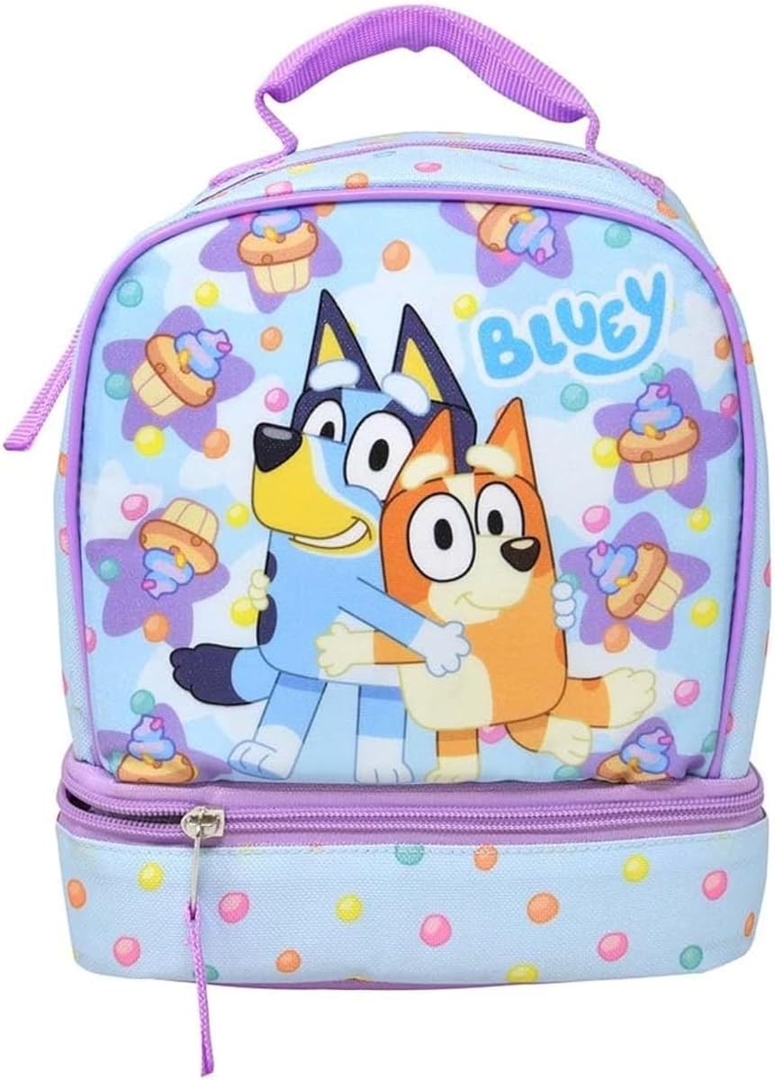 Fast Forward Bolsa de almuerzo aislada para niños con asa – Diseño de bolsa de almuerzo con fondo abatible azul – Caja de almuerzo reutilizable y suave para niños y niñas, escuela, guardería y viajes