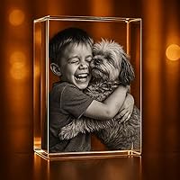 Vista 12 de Cristal grabado con foto 3D personalizada (rectángulo grande (3.1 x 4.7 x 2.4 pulgadas)
