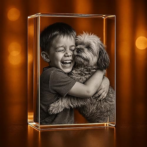 Personalized 3D Engraved Crystal Photo Rectangle |Custom Laser Etched Keepsake