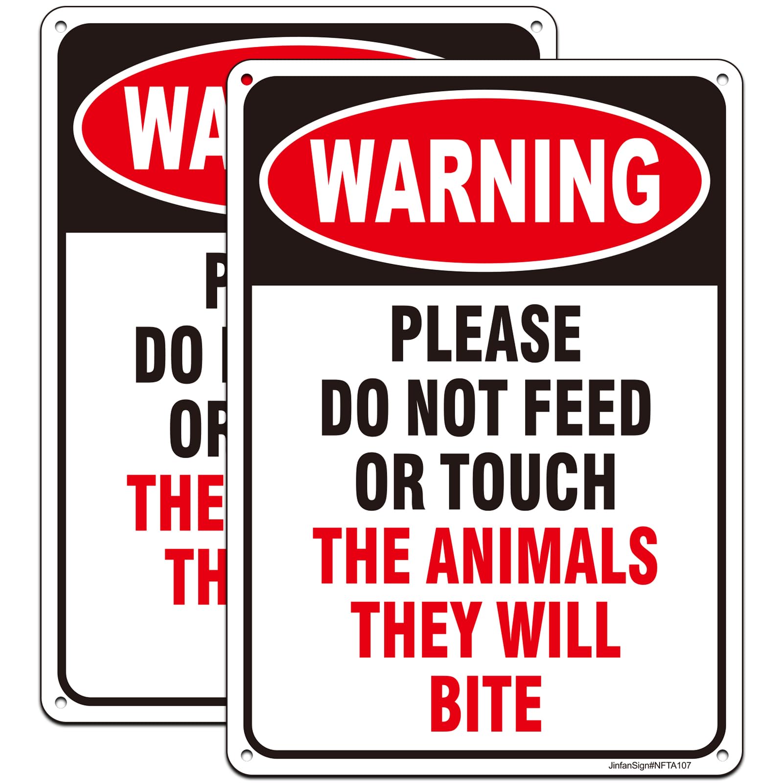 Photo 1 of (2 Pack) Do Not Feed The Animals Sign, Do Not Touch The Animals They Will Bite Sign, 10" x 7" Rust Free Reflective Aluminum Petting Zoo Signs, Fade/Weather Resistant, UV Protected, Easy to Install