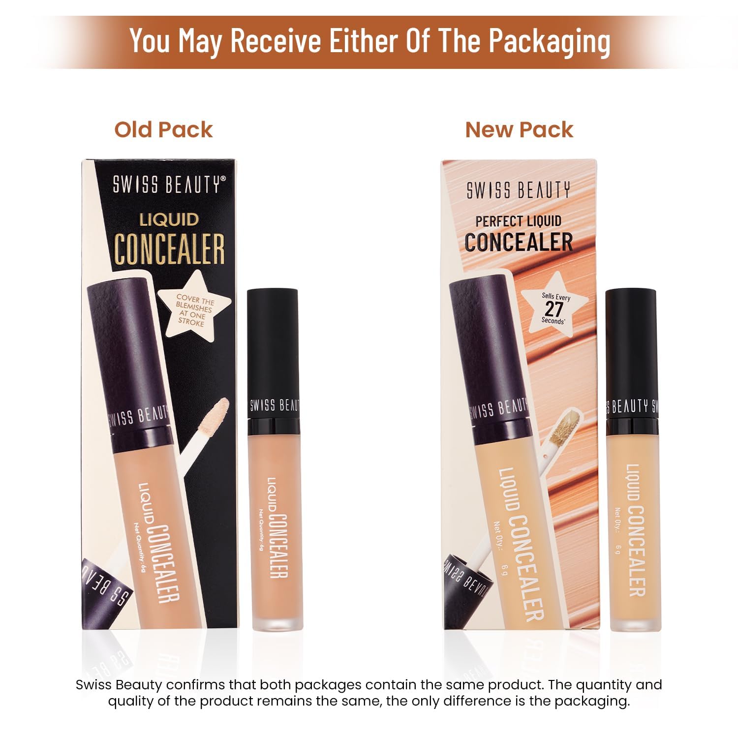 Swiss Beauty Liquid Light Weight Concealer With Full Coverage |Easily Blendable Concealer For Face Makeup With Matte Finish | Shade- Orange, 6g 3