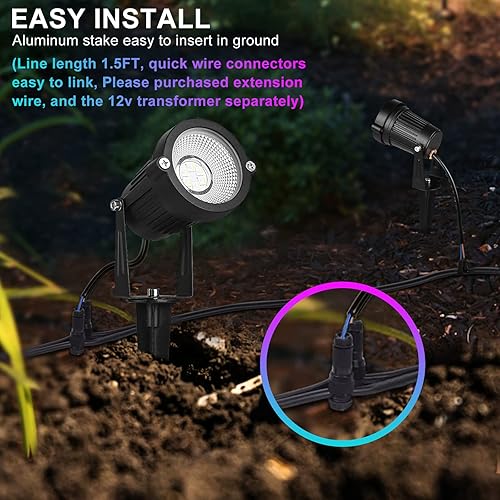 Miniatura 7 de EAGLOD Iluminación LED RGBW de 10 W, de bajo voltaje, cambio de color, luces de paisaje al aire libre, 12V  24 V, impermeable, multicolor, luz