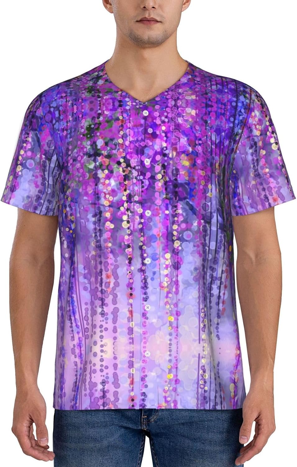 Floral Tree Stylish Softball Jersey,Personalized and Breathable Baseball Button Down for Men for All Seasons and Occasions