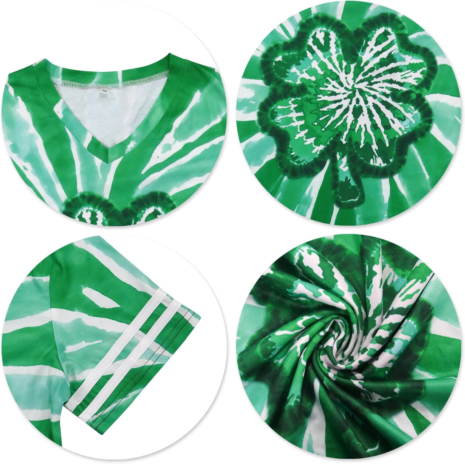 St Patricks Day Shirt Women Shamrock Tee St Patrick's Day V Neck T-Shirt Irish Short Sleeve Casual Tops - Image 5