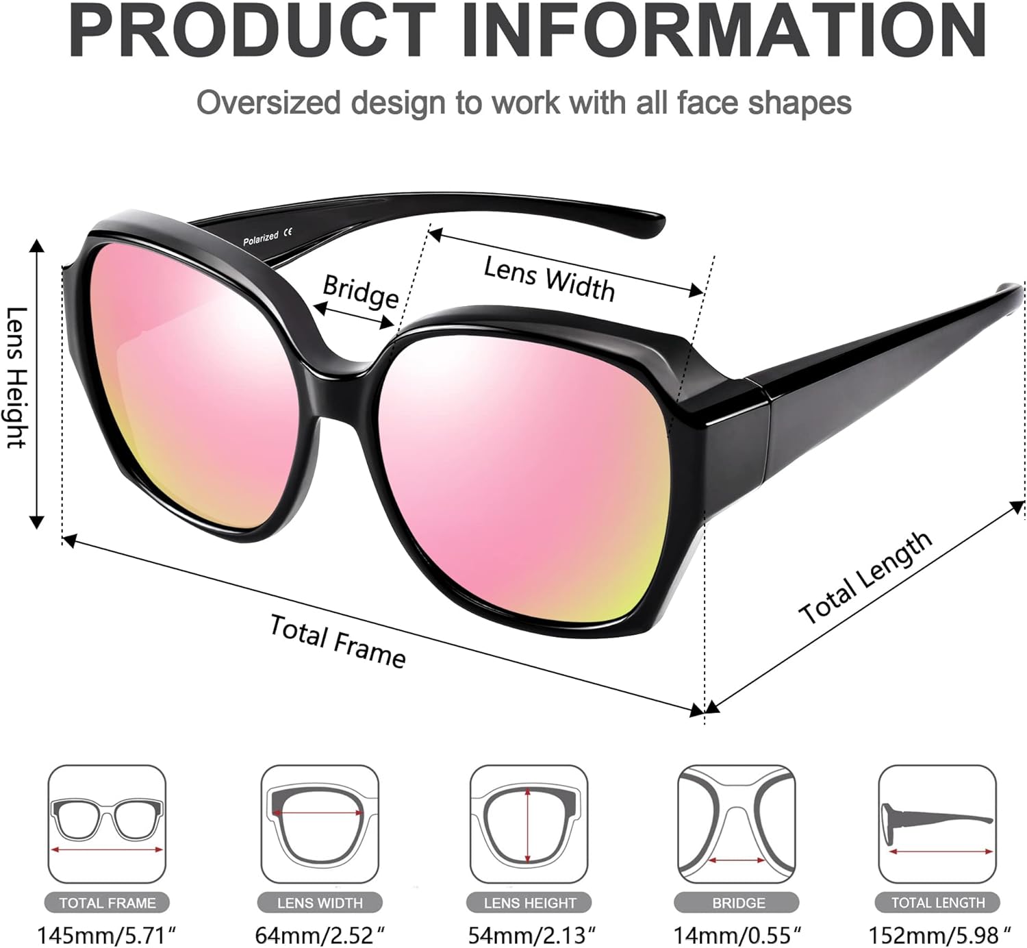 Polarized Over Glasses Sunglasses for Women, Oversized Fit Over Sun Glasses UV400