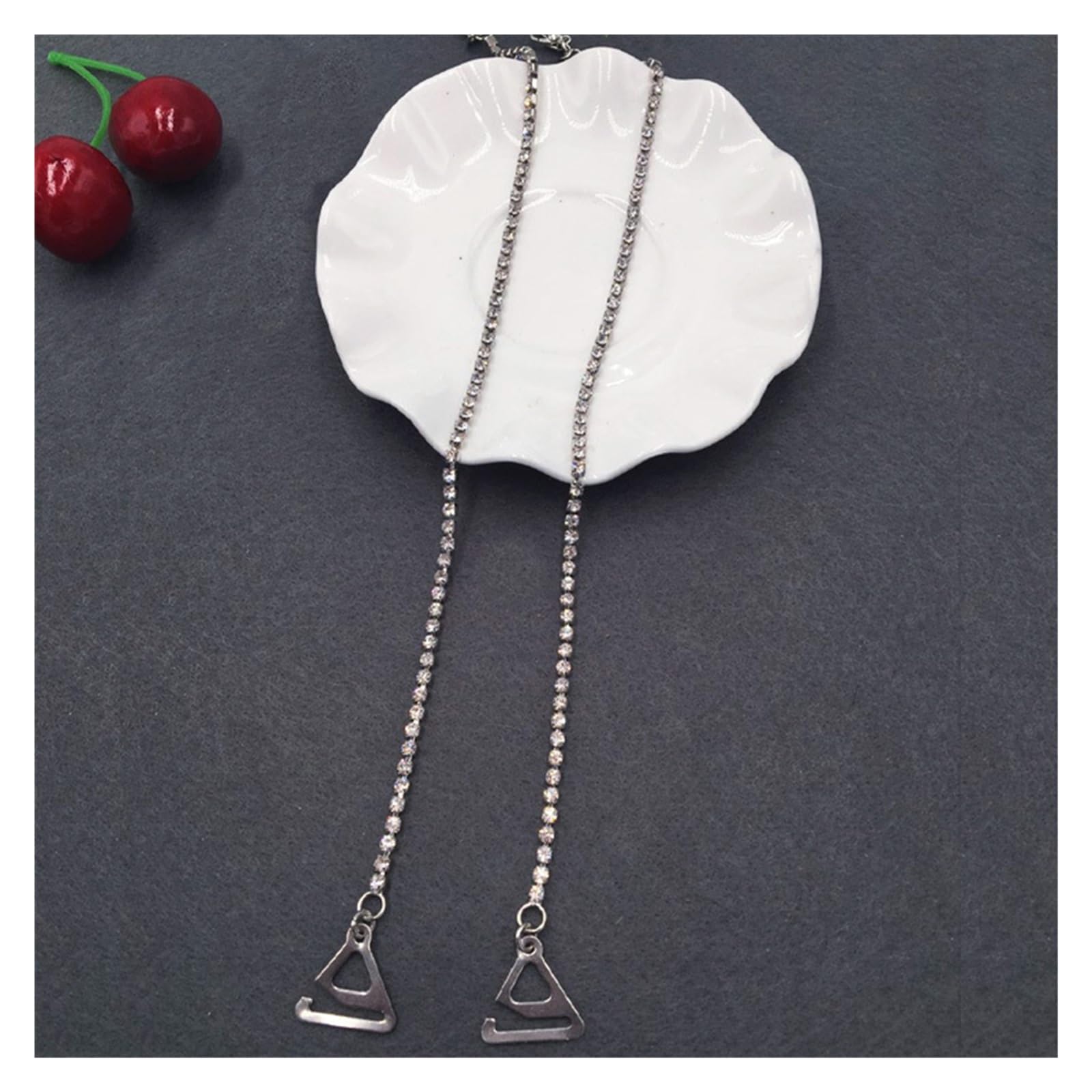 YGMNQAL Shoulder Straps Crystal Underwear Metal Bra Non-Slip Sexy Invisible Cool Women Strap For Decor(E-silver,2.2cm hook)
