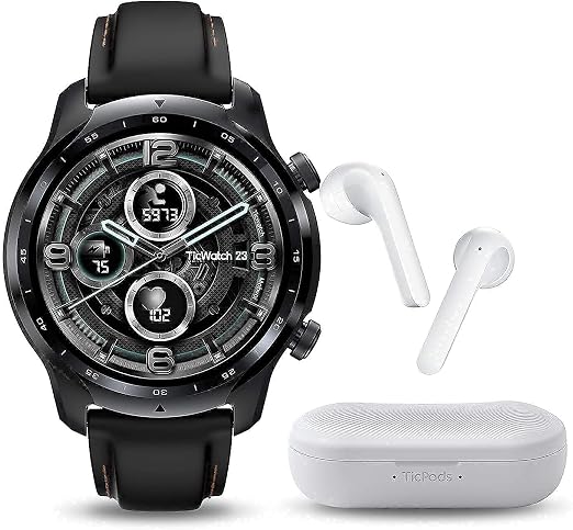 Amazon.com: TicWatch Pro 3 GPS Qualcomm Snapdragon Wear 4100 plataforma 1  GB RAM Memory Wear OS por Google NFC pagos IP68 impermeable seguimiento del  sueño Smart Watch Plus TicPods 2 auriculares inalámbricos : Electrónica